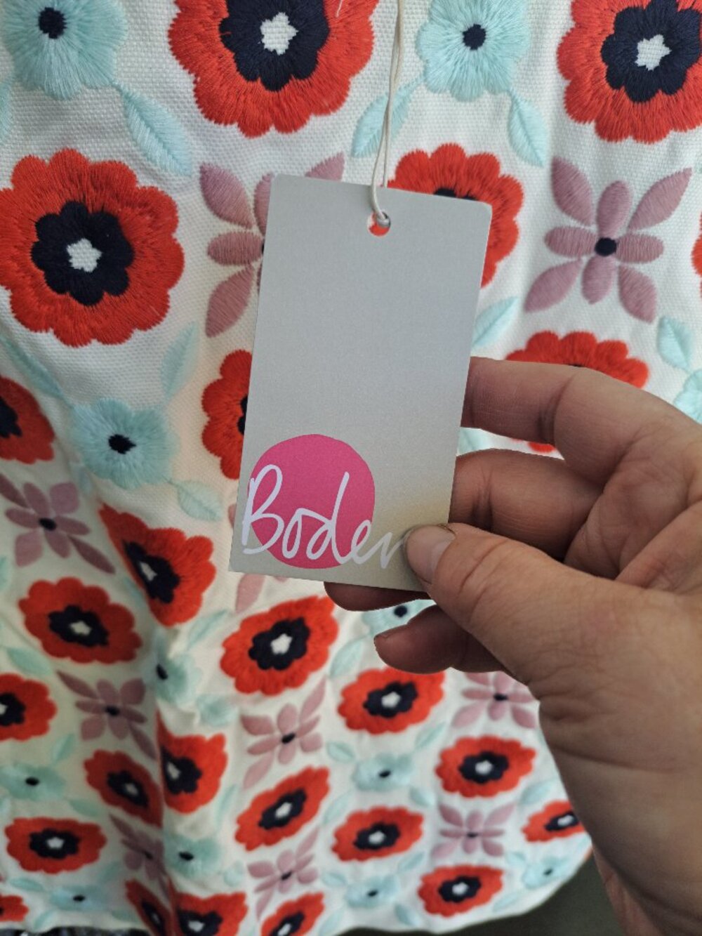 floral embroidered skirt from Boden. Known as the "Fun Embroidered Skirt" or "Co